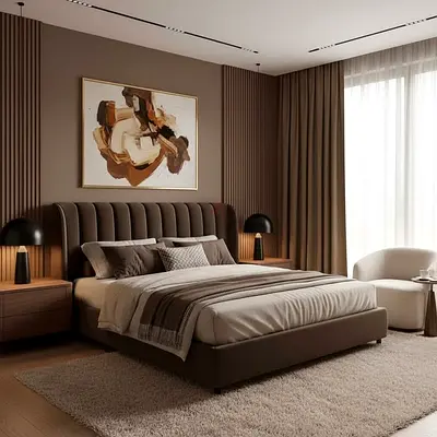 Modern Upholstered Bed Frame with Ribbed Headboard