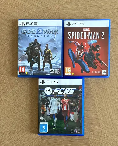 PS5 Games Bundle – $%& of War Ragnarök, Spider-Man 2 & FC 26