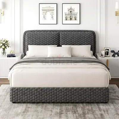 Dual pillow headboard queen size bed frame