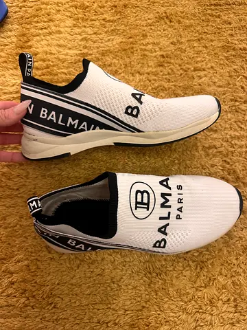 White Balmain slip-on knit sneakers - used, good condition