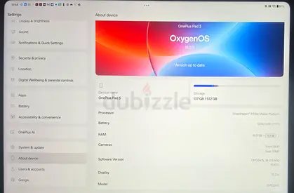 OnePlus Pad 3 - 512GB Storage - Snapdragon 8 Elite