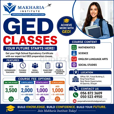 GED Coaching Classes Near Al Majaz Sharjah Call 0568723609
