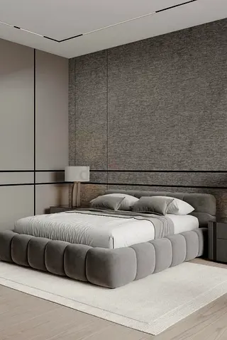 Modern Upholstered Bed Frame with Tufted Design