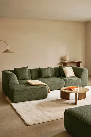 Green L-shaped Modular Sofa - SpaciousSeater with Ottoman