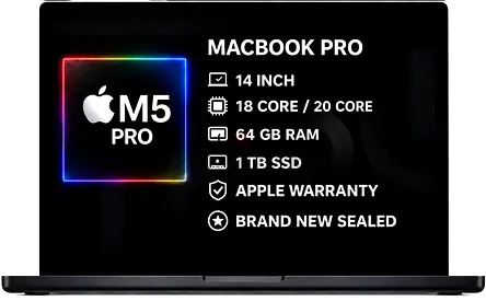 MacBook Pro M5 Pro 64GB RAM, 1TB SSD 14” — 18/20-core Brand New Sealed