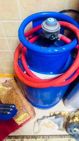 Small Blue Gas Cylinder with Regulator and Hose - Used