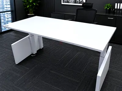 Herman miller White Modern Office Desk with Cable Management - Good Condition