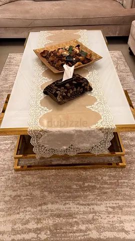 Glass Top Coffee Table with Gold Frame