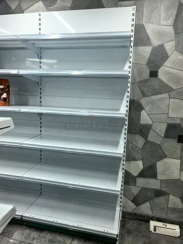 White Metal Retail Gondola Shelving Unit - 6 Shelves, Good Condition