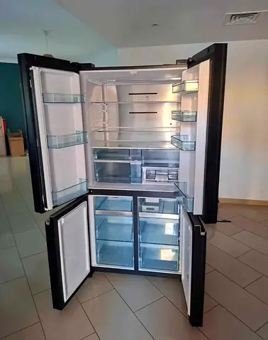 Free Delivery- Hitachi Black glass 4-door Fridge With Bottom Freezer 90cm