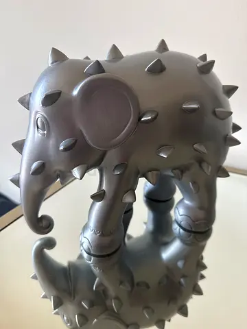 Silver Spike-Textured Elephant Art Sculpture - Elephant Parade limited edition “Spike” 56/250