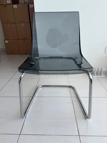 Transparent Grey Acrylic Chair with Chrome Frame - Excellent Condition