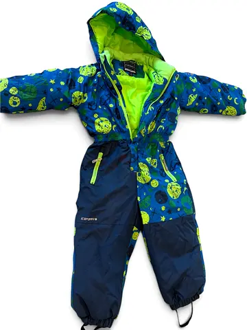 Overalls Children's Winter One-Piece Snowsuit - Blue/Green, Size 4-6