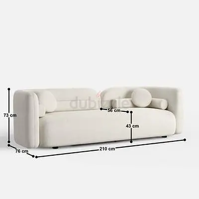 Modern 3-Seater Curved Bouclé Sofa - Cream,