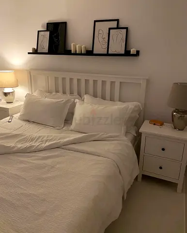 IKEA bed with 2 matching nightstands