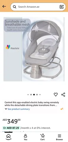 Mastela 4 in 1 deluxe multi-functional Bassinet - Electric Baby Swing with Sunshade (Grey)