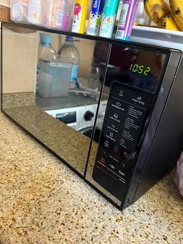 Black Mirrored Countertop Microwave - Good Working Condition
