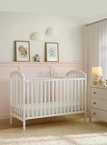 White Wooden Baby Crib - Good Condition