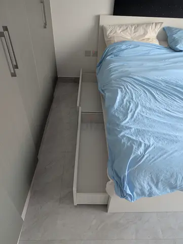 IKEA MALM Bed Frame with 2 Storage Drawers - White, 160x200 cm including Matress