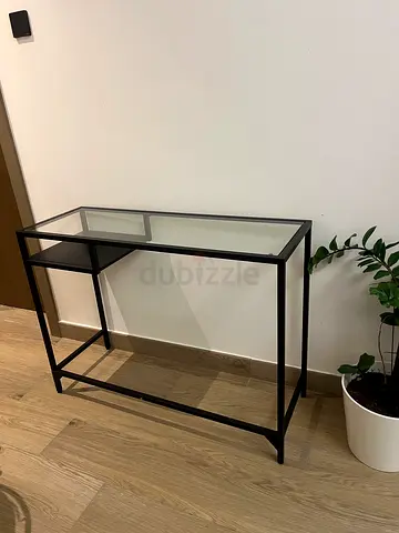 IKEA VITTSJÖ laptop table - black-brown/glass, 100x36cm