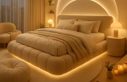 Stylish cozy King size bubble bed 180*200 beige colour