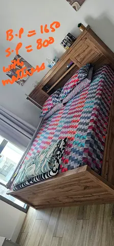 Double Bed Frame with Headboard and Storage and mattress- Good Condition