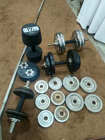 Complete Home Gym Weight Set – Barbells, Adjustable Dumbbells & Plates (Over 60kg+ Total)