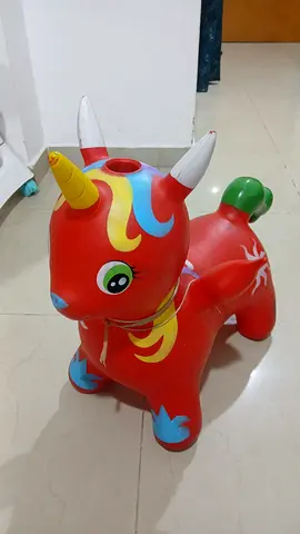 Inflatable Red Unicorn Hopper Toy for Kids