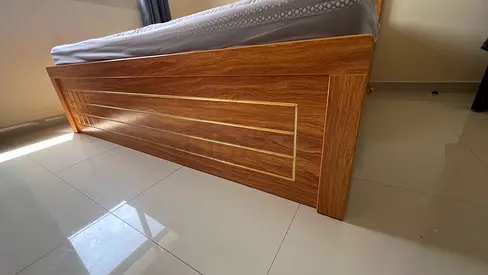 Double bed 200×200 cm with mattress and new dressing table. Excellent condition, very light use.