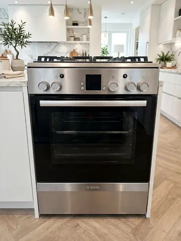 Bosch stainless steel freestanding gas cooker with oven - good condition