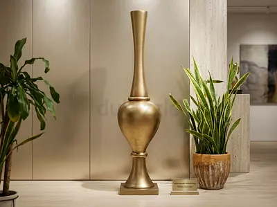 Tall Decorative ceramic Floor Vase / urn - Gold Finish 135cm
