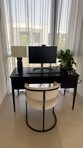 Black Home Office Desk with Drawers and Keyboard Tray