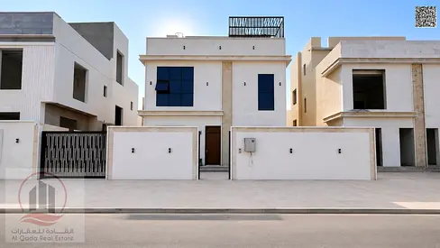 Villa for sale in Al Helio, Ajman, featuring 5 master bedrooms, a majlis, and a living room. Freeho