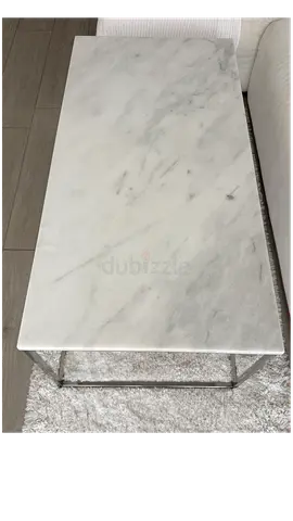 White Marble Top Coffee Table with Metal Frame