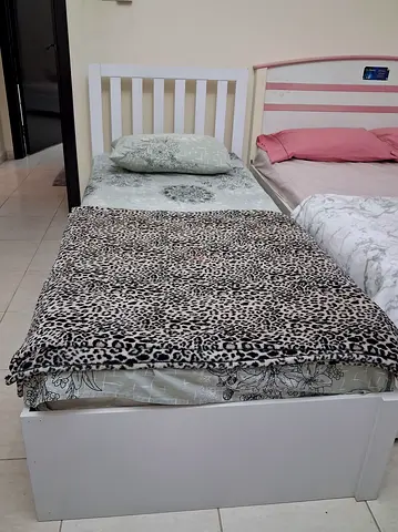 Single white wooden bed frame with storage - good condition