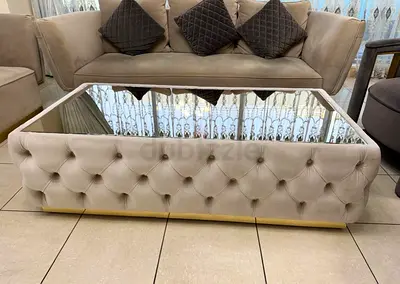 Tufted Velvet Sofa Set with Mirror Tea Table (7seater sofa)