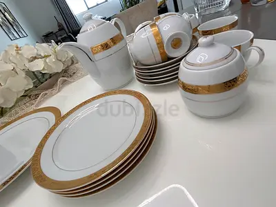 Elegant White and Gold tea set