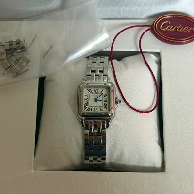 Cartier Panthère/Panthere-style Stainless Steel Ladies Watch (Original Box & Links)