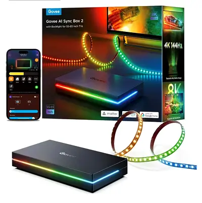 Govee AI HDMI 2.1 Sync Box Kit 2, RGBIC TV LED Strip, Works with Matter Supports 8K@60Hz & 4K@144Hz
