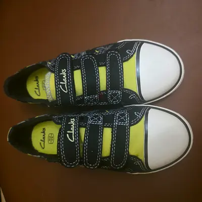 Clarks Kids Black Canvas Velcro Sneakers. New. Unused. AED 65 Only!