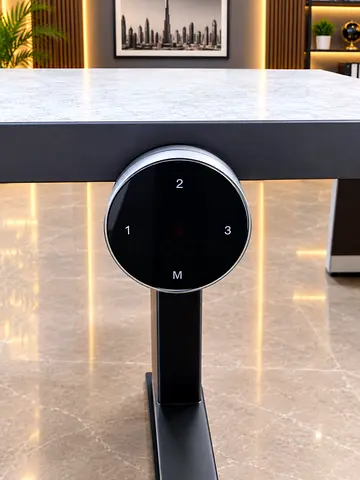 Electric height adjustable desk with marble-effect top