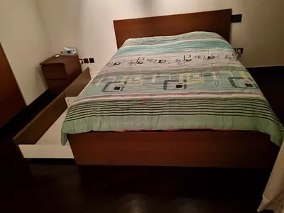 Bed frame with one Nightstand with extra storage