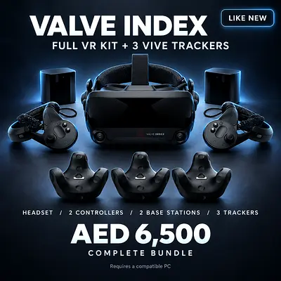 Valve Index Full VR Kit + 3 HTC VIVE Trackers – Like New