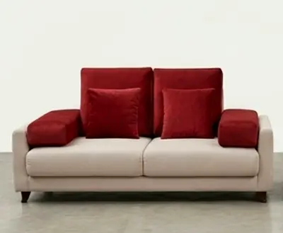 Modern 3-Piece Sofa Set — Beige Base with Red Cushions
