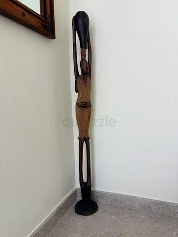 Handcrafted Wooden Tall African Tribal Statue