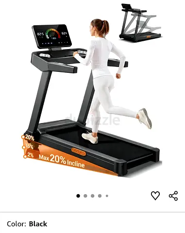 Treadmill Foldable with 20% Incline - Black