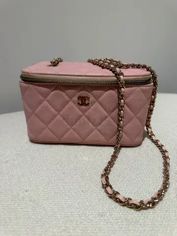 Chanel Pink Caviar Vanity Bag with Chain