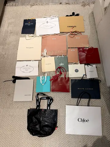 Collection of Branded Luxury Shopping Bags (Celine, Chloe, Hermes, Saint Laurent, etc.)
