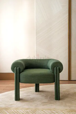 Green Modern Upholstered Accent Chair with Rounded Arms