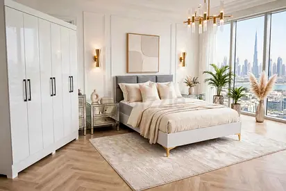 White Gloss 6-Door Wardrobe with Modern Handles - Excellent Condition full bedroom